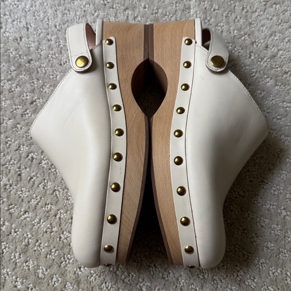 J. Crew | Leather Convertible Wood Clogs in Ivory | Size 7 - Picture 6 of 8